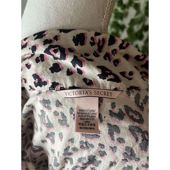 Victorias Secret Pink Black Long Sleeve Button Down Sleepwear Size Medium - Picture 6 of 6